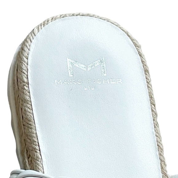 Marc Fisher ML Jaimee White Espadrille Slip On Leather Braided Flat Sandals 8M - Picture 9 of 12
